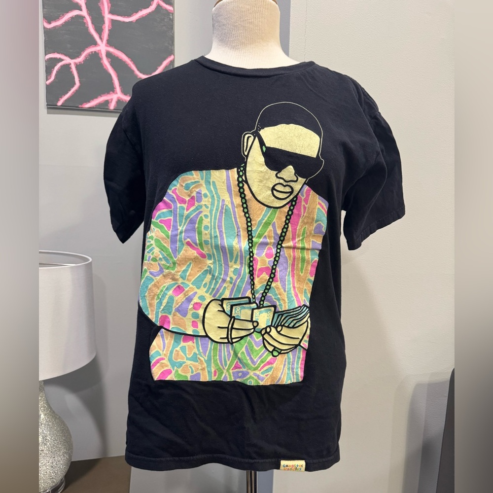 Black Graphic Tee with Colorful Design